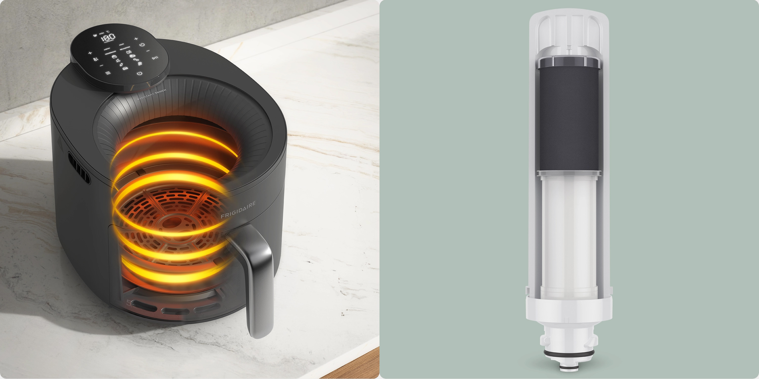 Cutaway sectioned - way to reveal the internal components and their positioning in the product. It highlights the quality of the project and the materials applied.